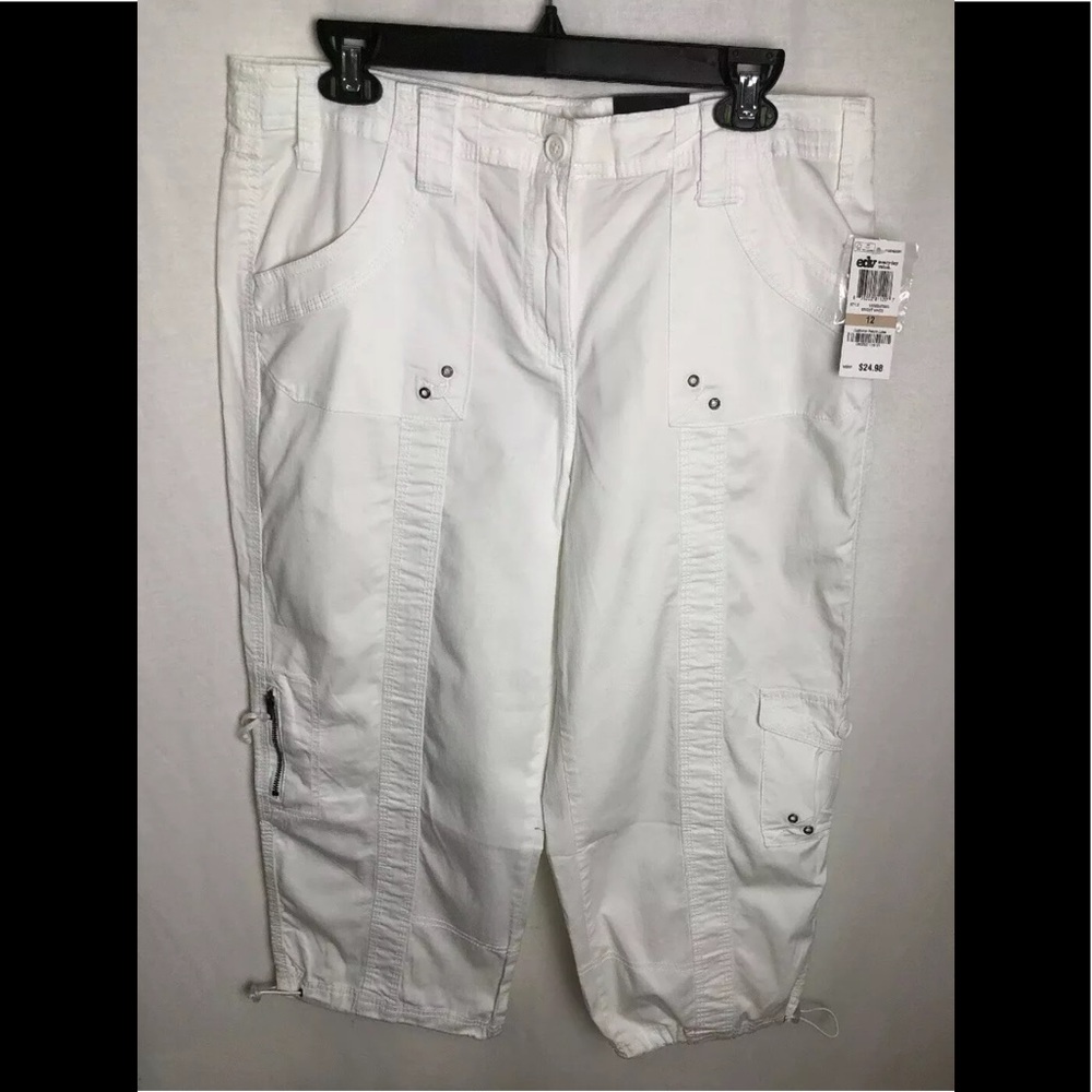 Style Co 12 Pants White Capri Midrise NWT